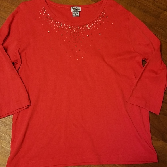 👸🧥 Sequined Red 3/4 shirt - Picture 1 of 7